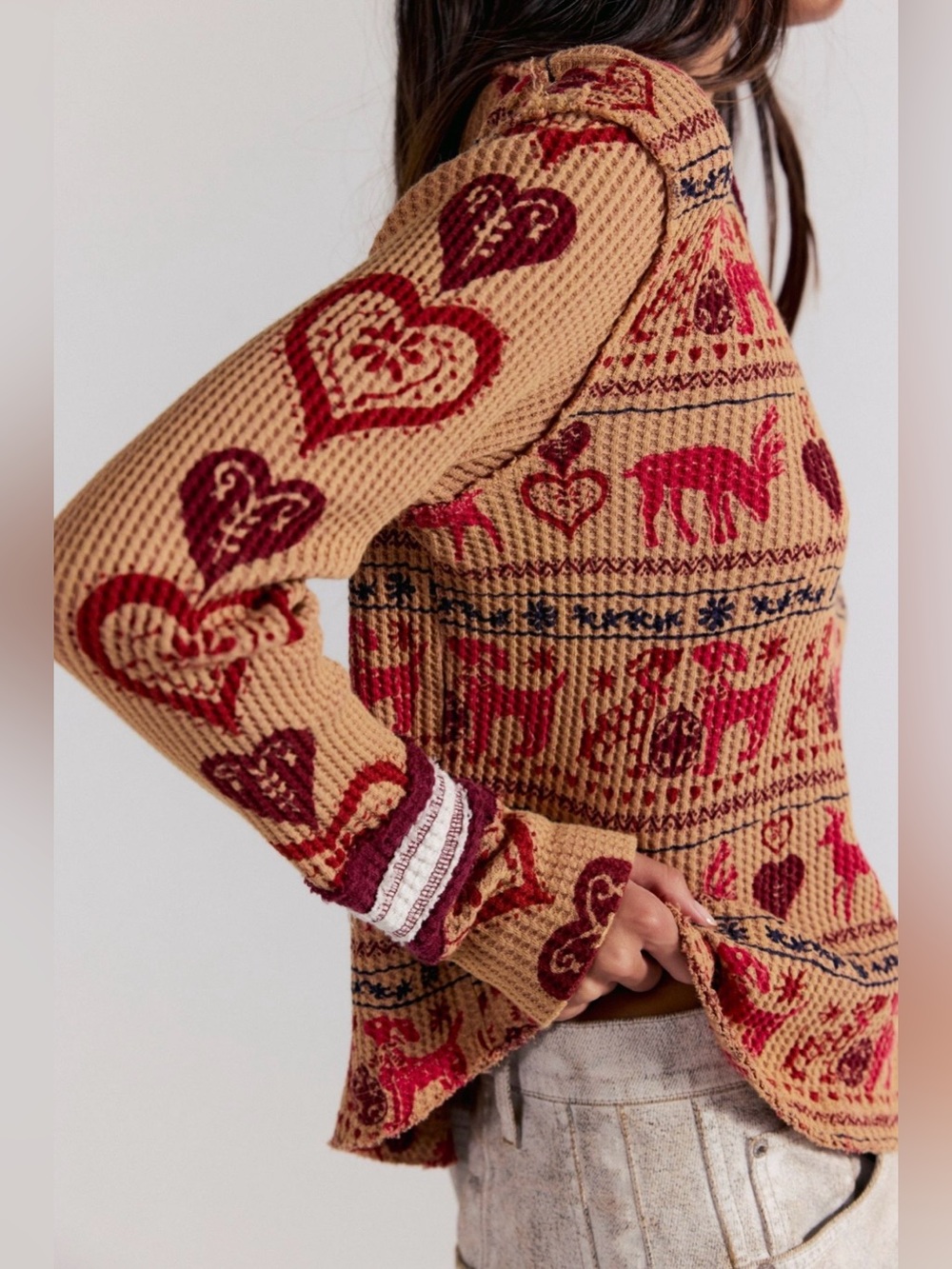 NWT Free People XS We the Free Blissful Layering Tee Cotton Waffle Knit NEW $68 - Picture 3 of 7
